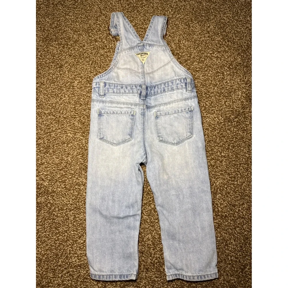OshKosh Bgosh Baby Boy Distressed Denim Overalls Light‎ Wash 18M 100% Cotton
